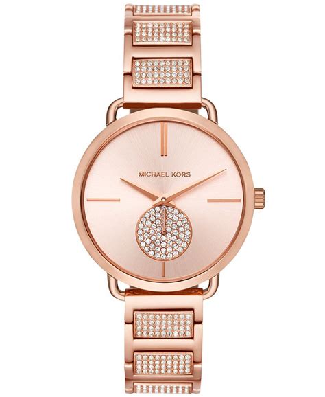 michael kors portia pavé rose gold-tone watch and bracelet set|Mini Portia Pavé Rose.